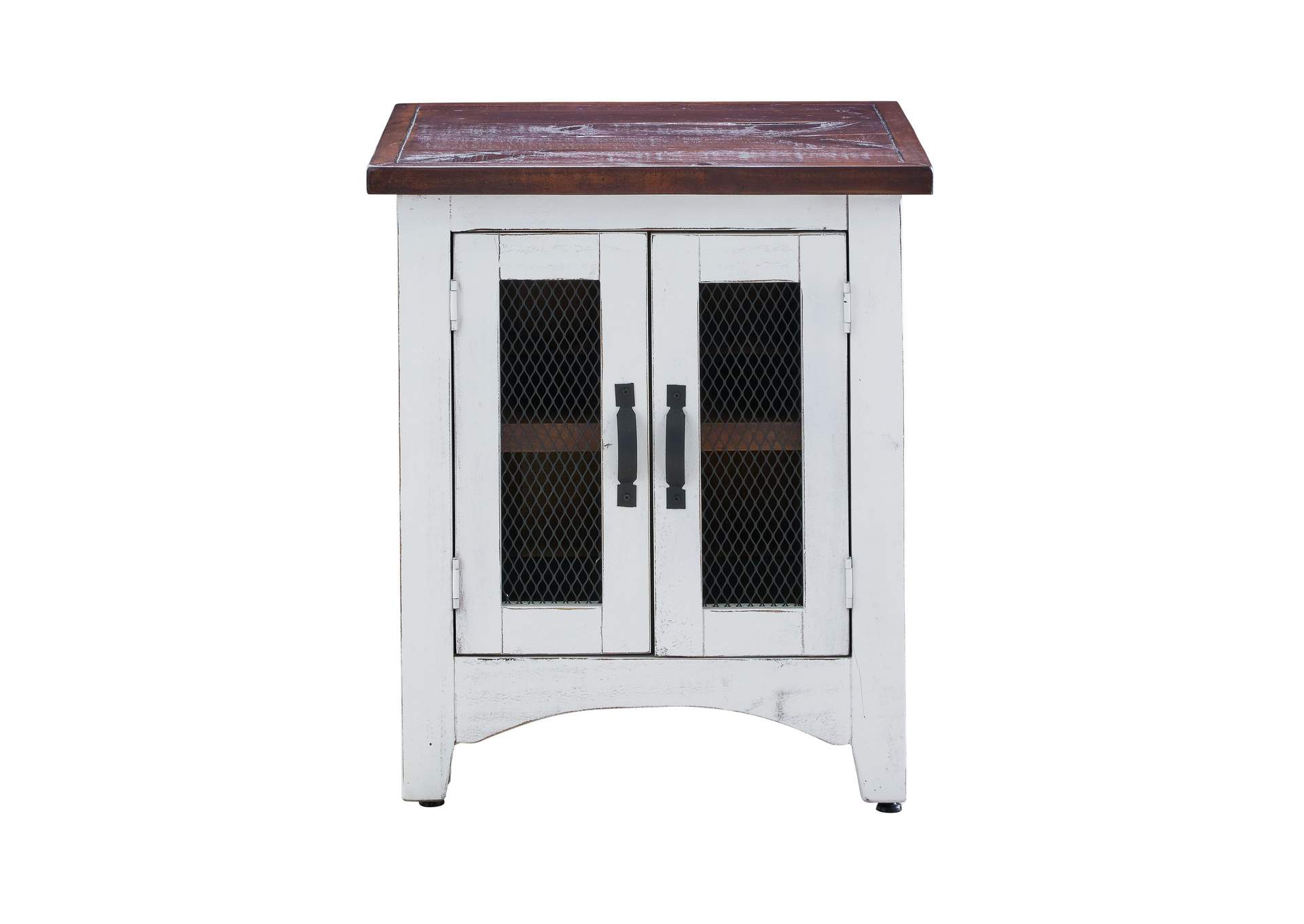 Thomas End Table White With Brown Top,Elements