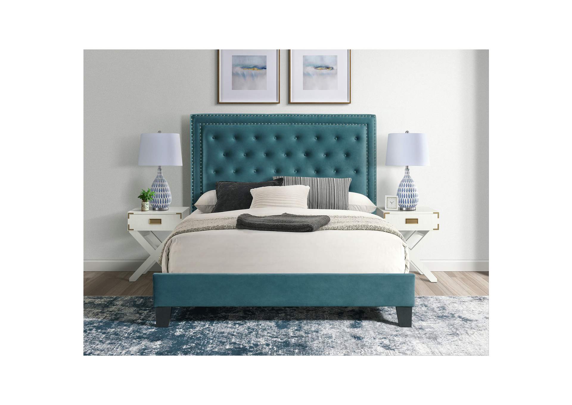 Tiffany Full Bed In Broadway Marine Blue,Elements