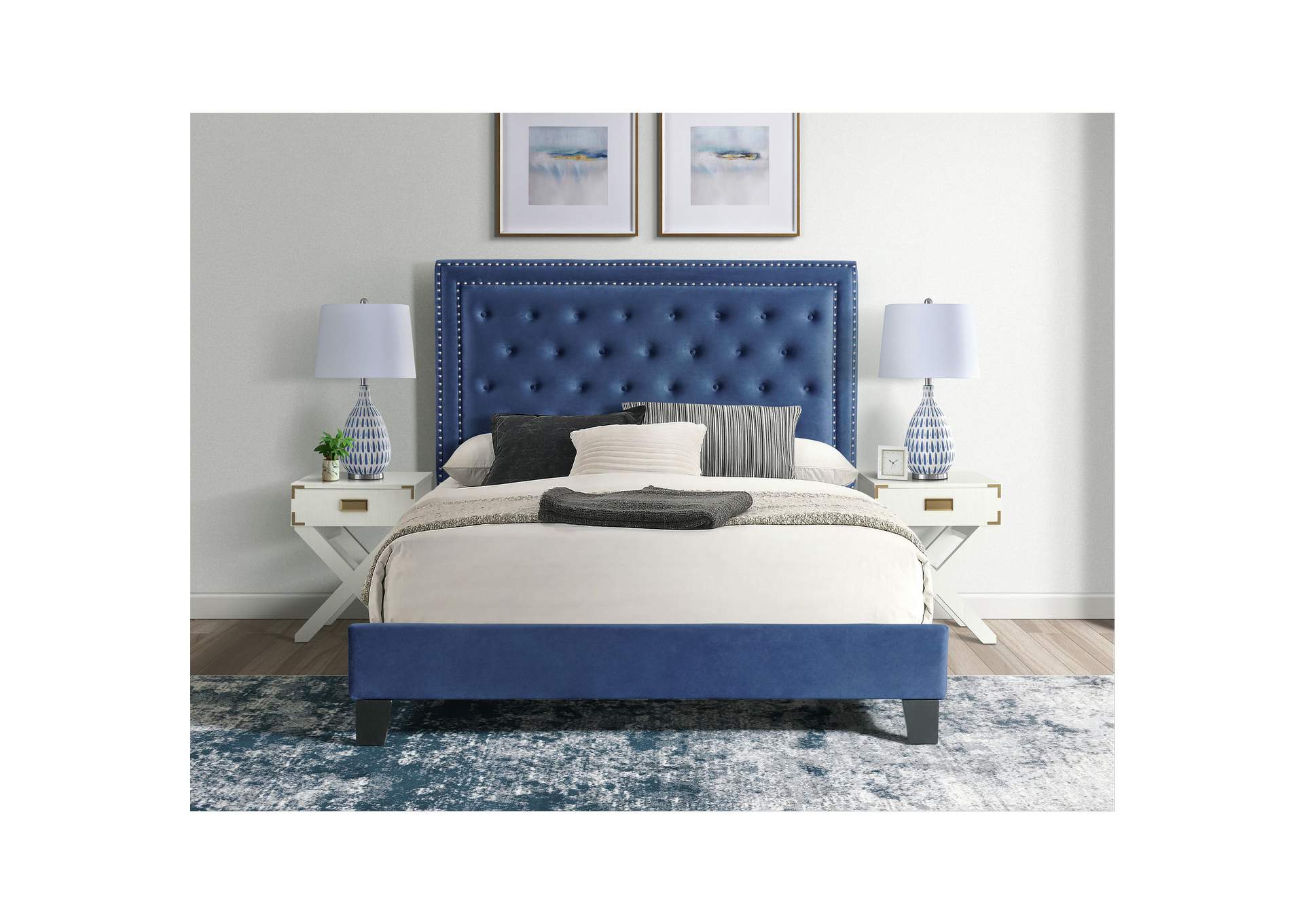 Tiffany Full Bed In Broadway Navy,Elements