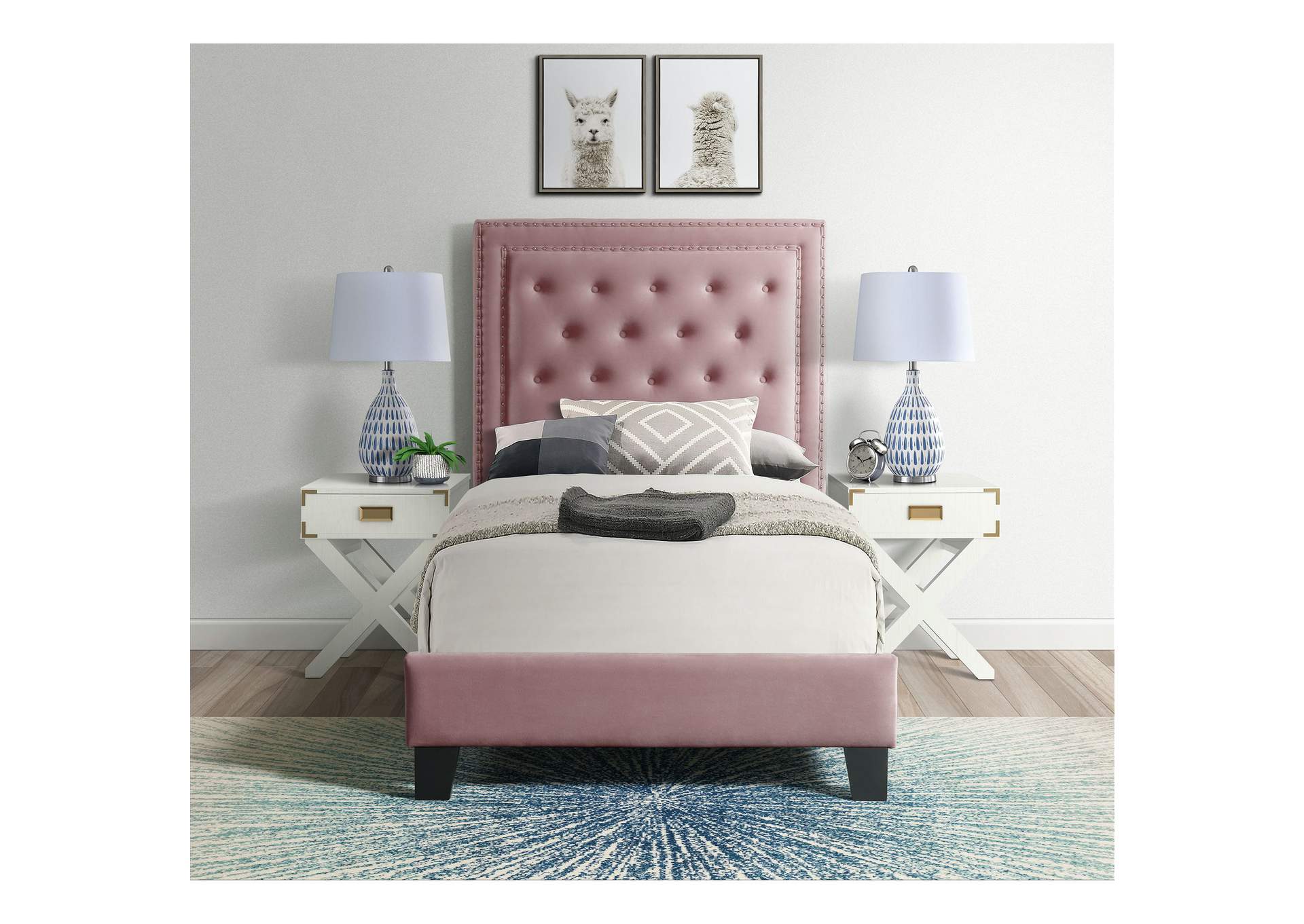 Tiffany Twin Bed In Broadway Blush,Elements
