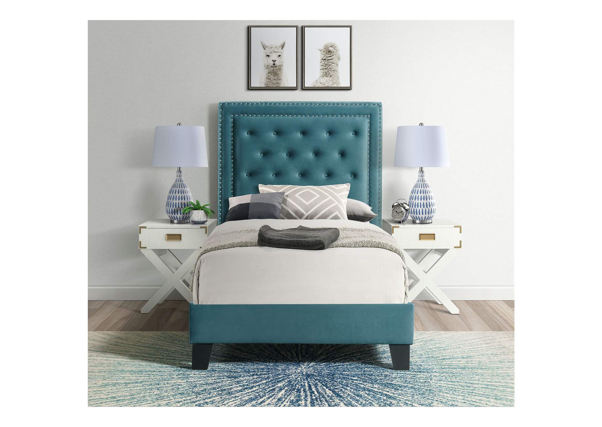 Tiffany Twin Bed In Broadway Marine Blue,Elements