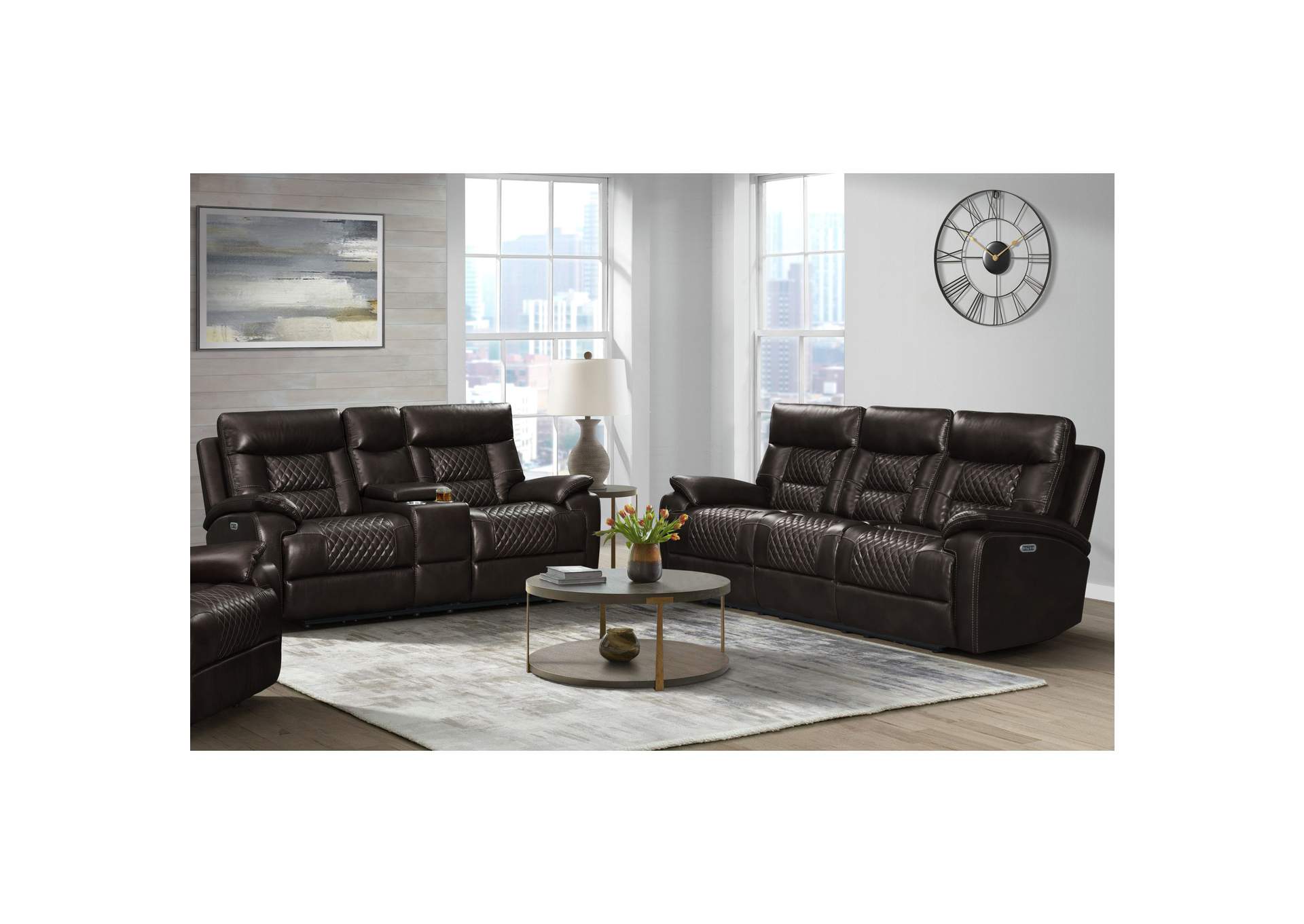 Trinidad 2 Piece Living Room Set In Pebble Brown - Sofa Loveseat,Elements