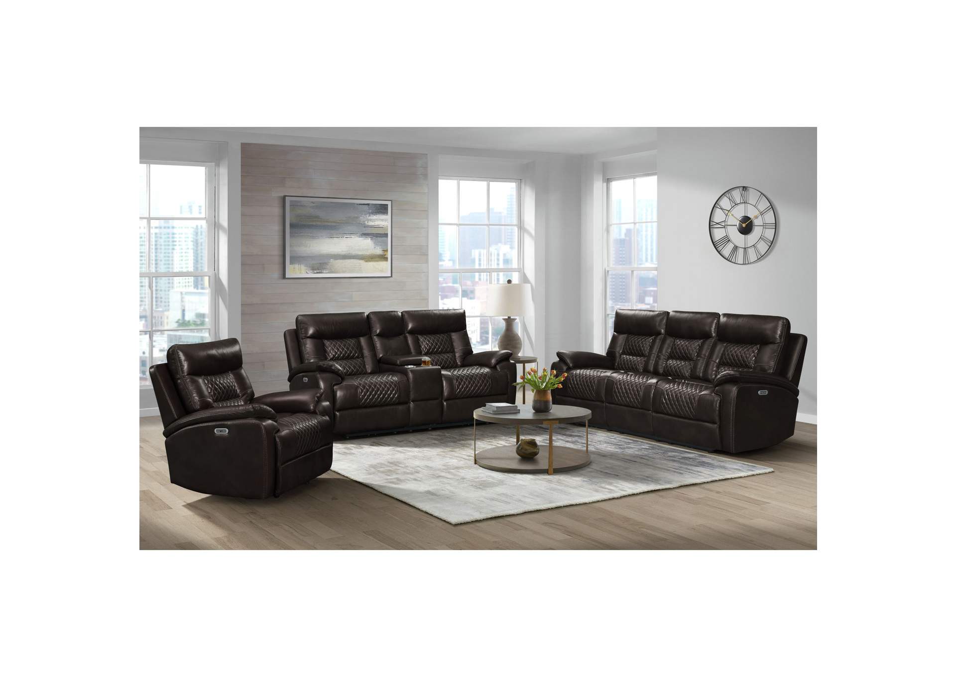 Trinidad Power Recliner With Power Motion Head Recliner In Pebble Brown,Elements