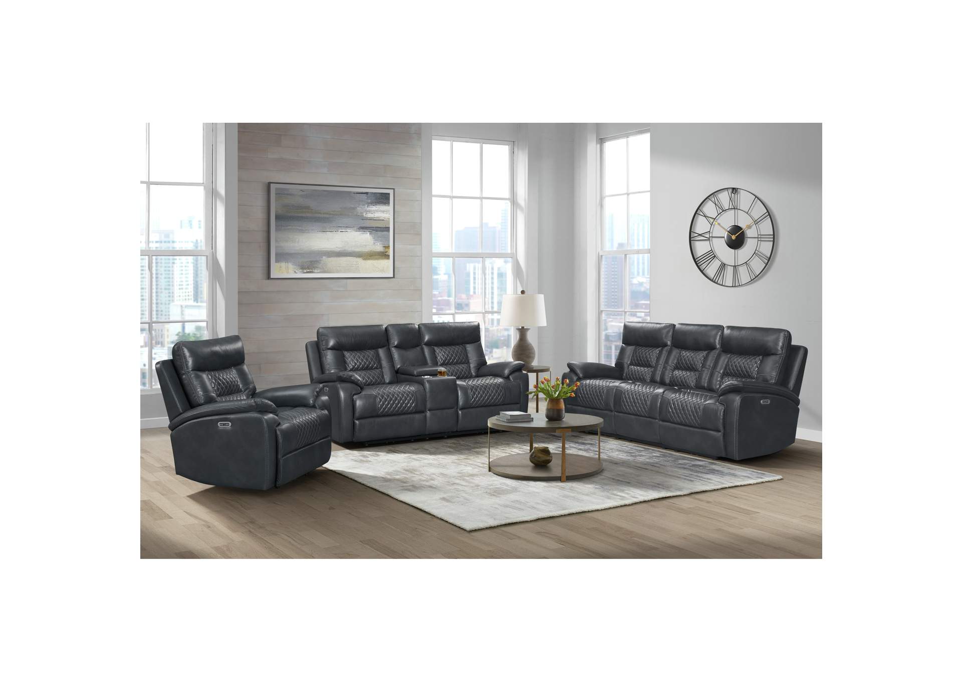 Trinidad Power Motion Sofa With Power Motion Head Recliner In Pebble Grey,Elements