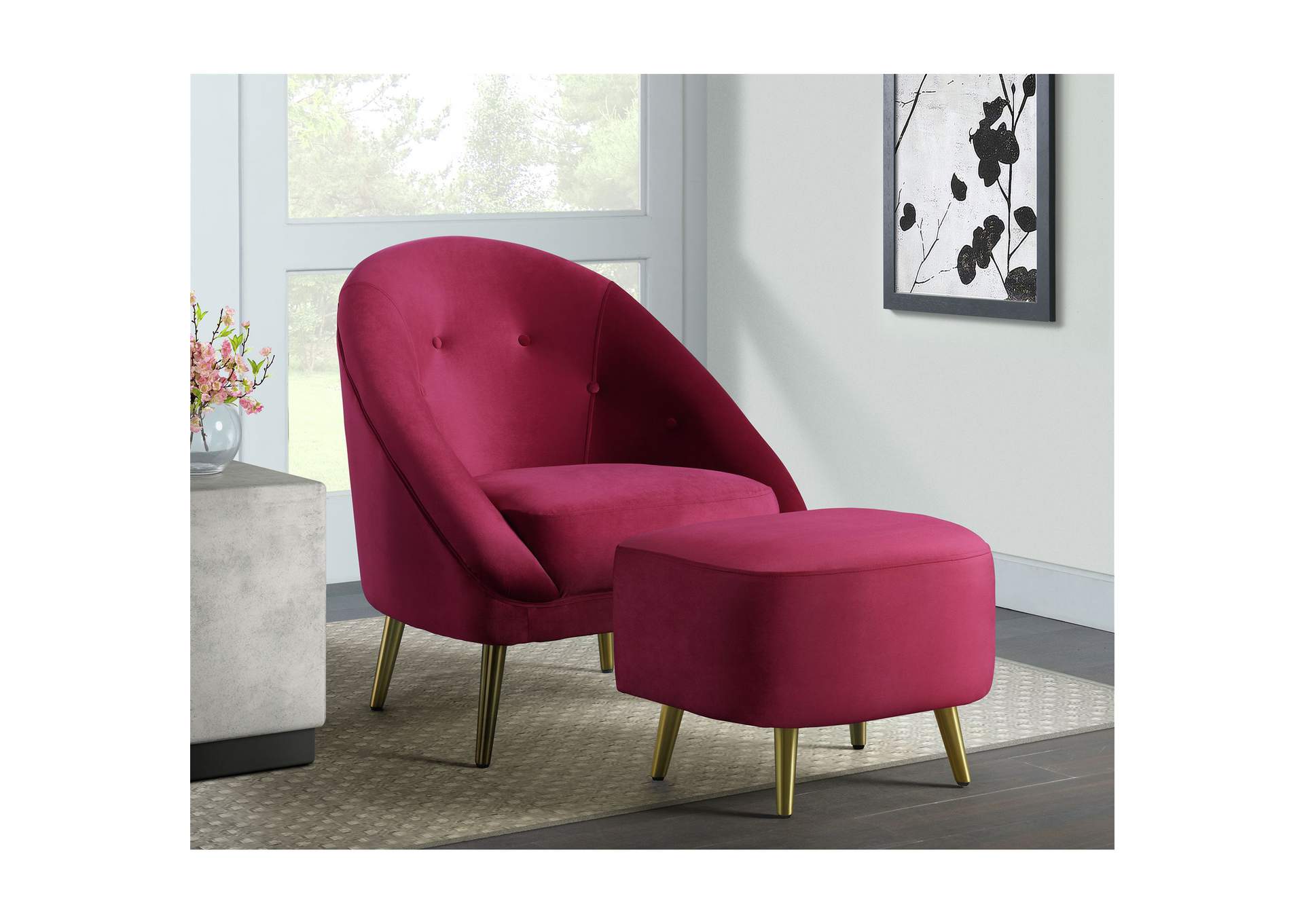 Trinity Ottoman In Broadway Red,Elements