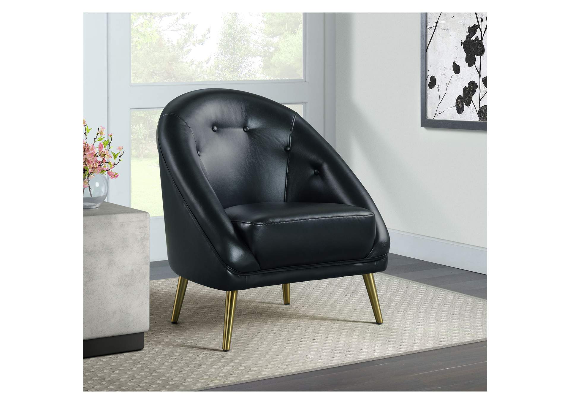 Trinity Chair With Gold Legs In Phoenix Black,Elements