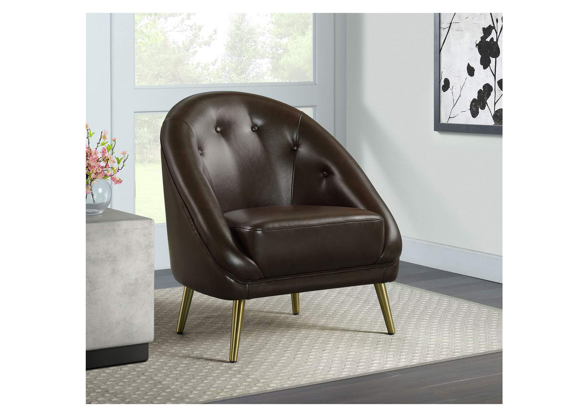 Trinity Chair With Gold Legs In Phoenix Brown,Elements