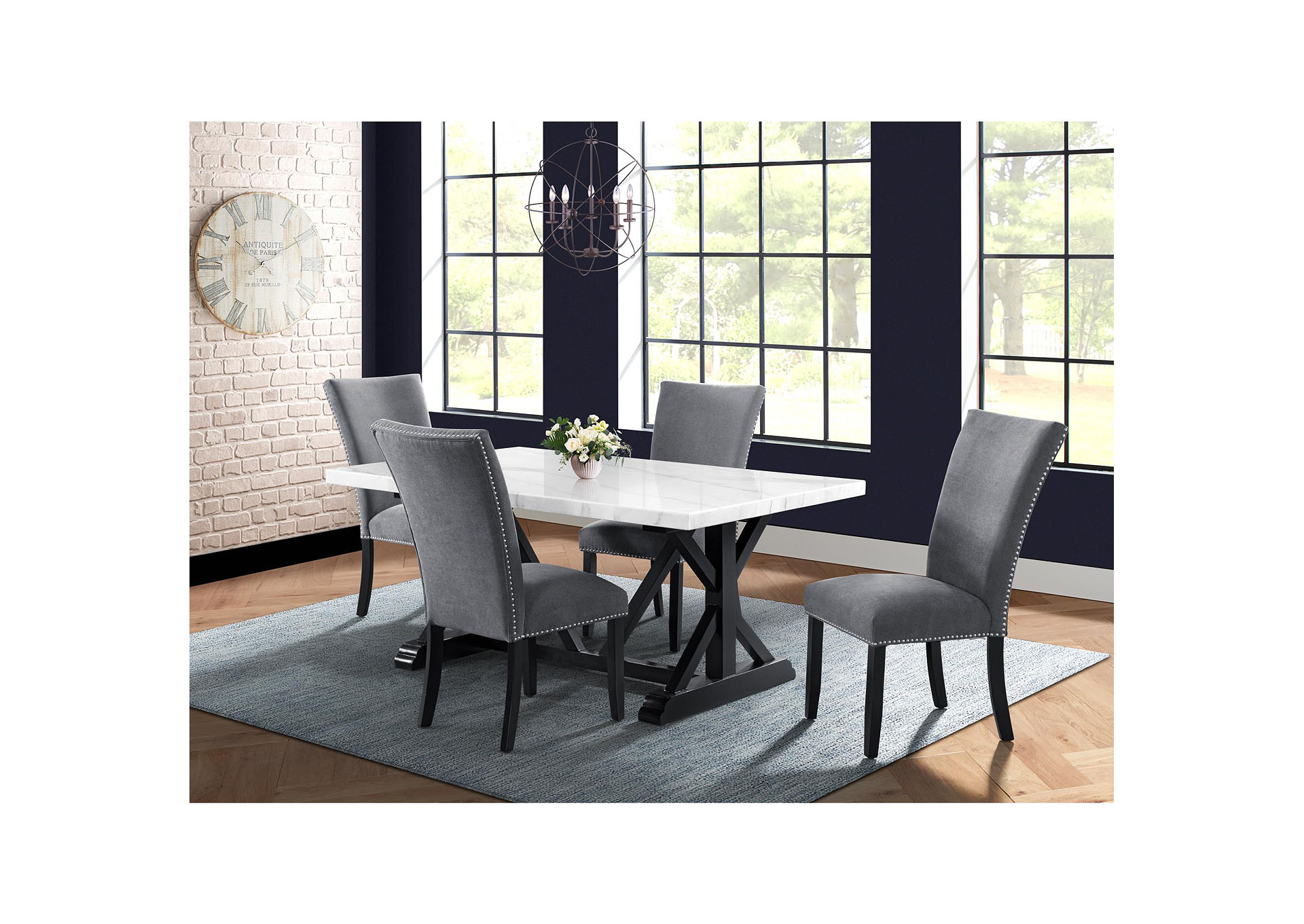 Tuscany 70 Marble Standard Height Rectangular Dining Table,Elements
