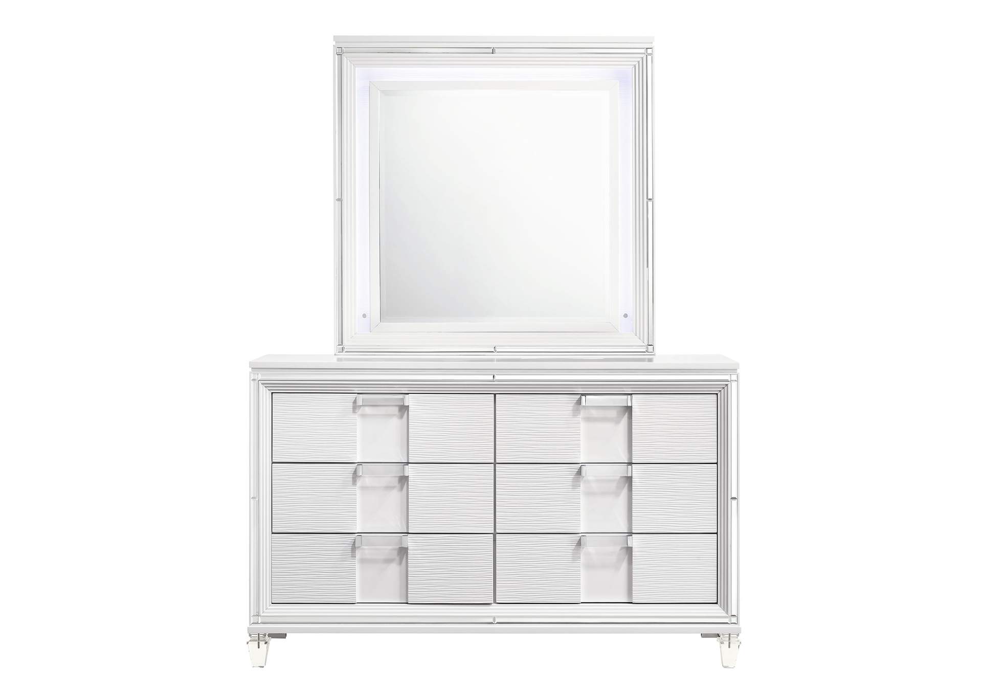 Twenty Nine White Youth Dresser & Mirror Set,Elements