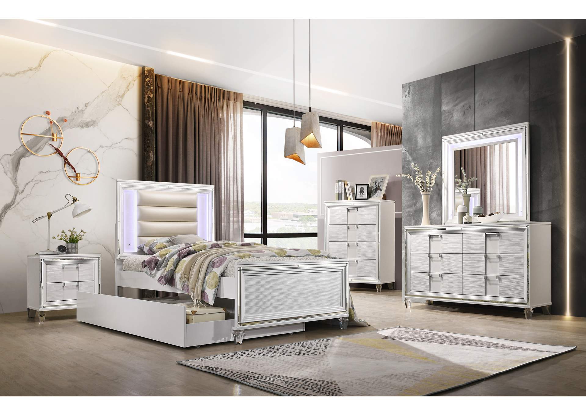 Twenty Nine Youth Twin 5 Piece Bedroom Set In White,Elements