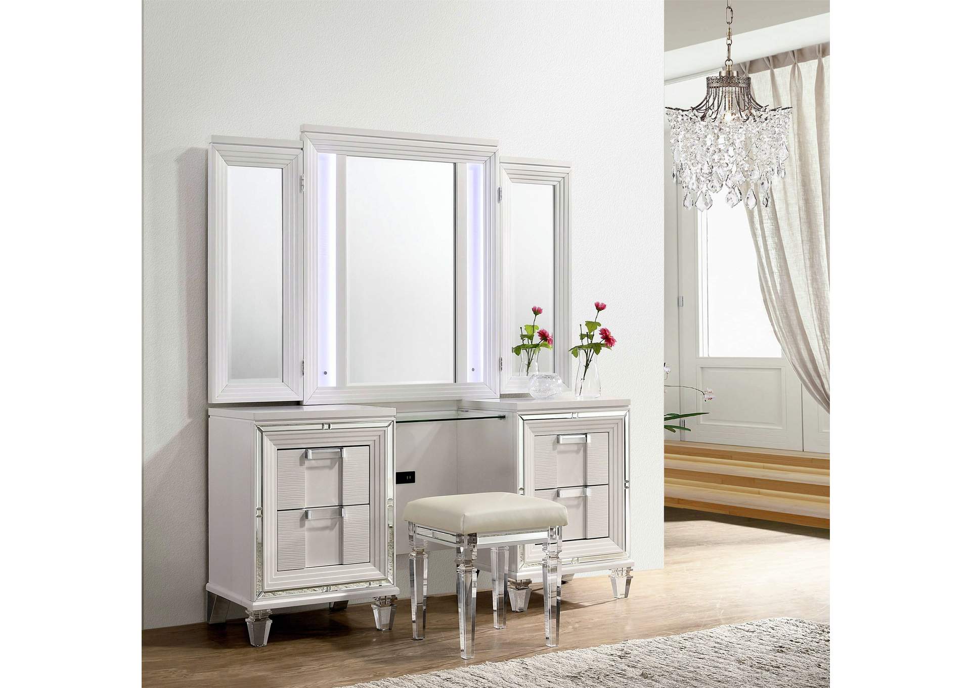 Twenty Nine Vanity Stool With Acrylic Leg White,Elements