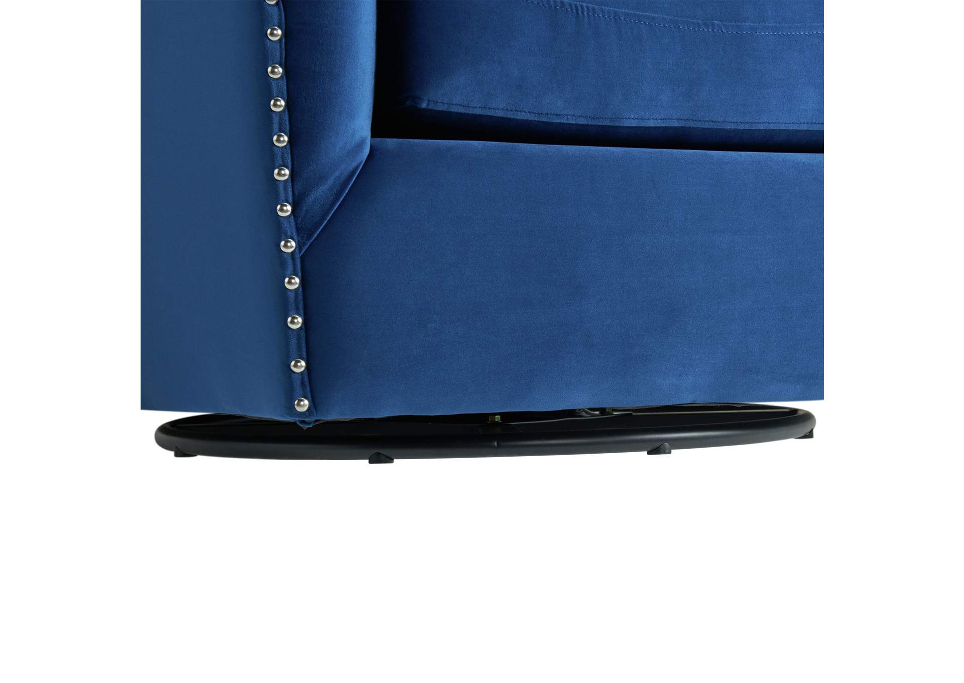 Stanton Swivel Chair In Mercer Navy With Nails,Elements
