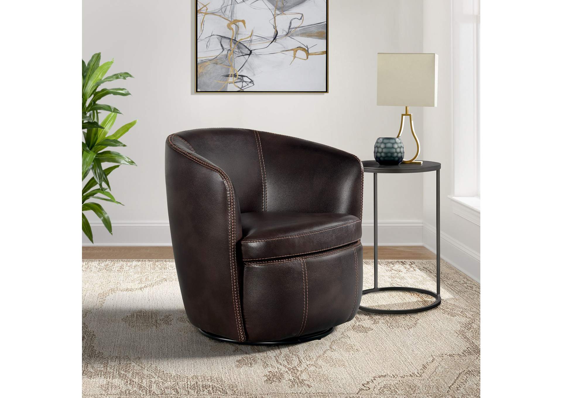Vito Swivel Chair In Pebble Brown,Elements