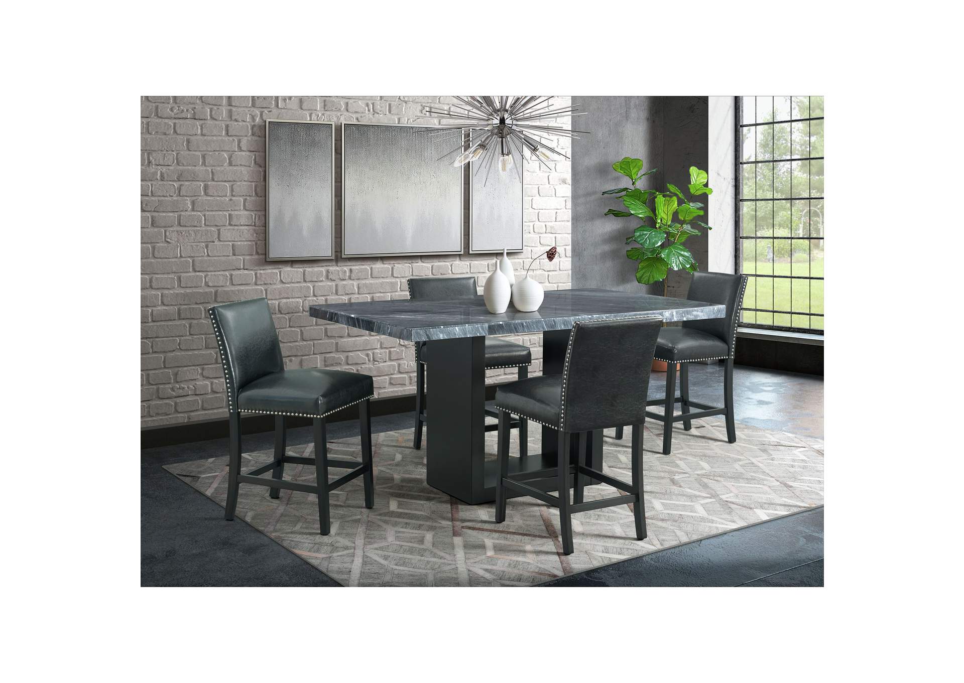 Valentino Complete Counter Table Grey Marble,Elements
