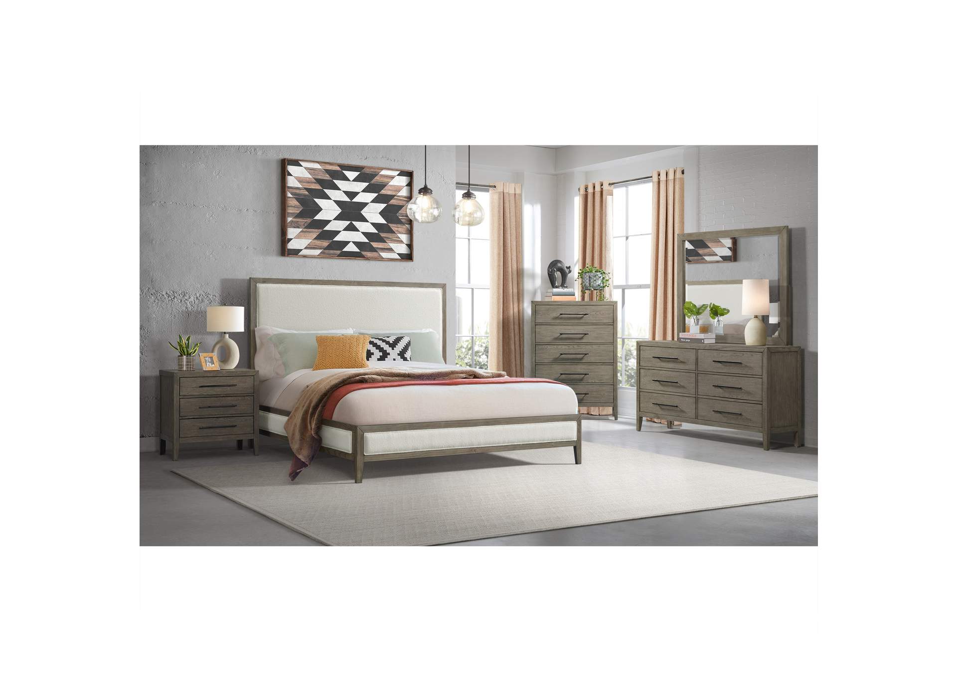 Versailles Contemporary 5 - Drawer Chest In Grey,Elements