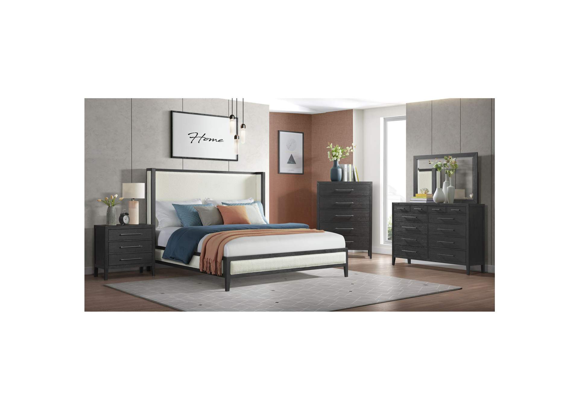 Versailles Contemporary 3 - Drawer Nightstand In Black,Elements