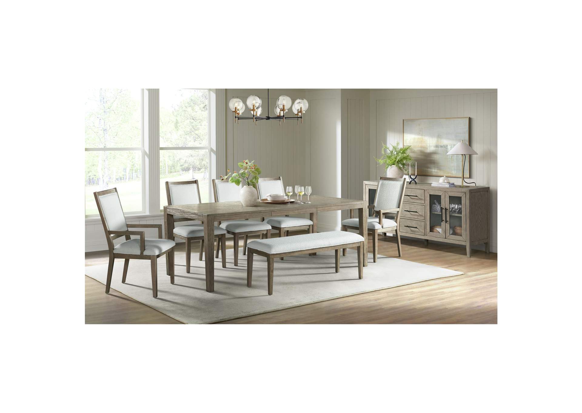 Versailles Contemporary Rectangular Dining Table With 1X24 Leaf In Grey,Elements