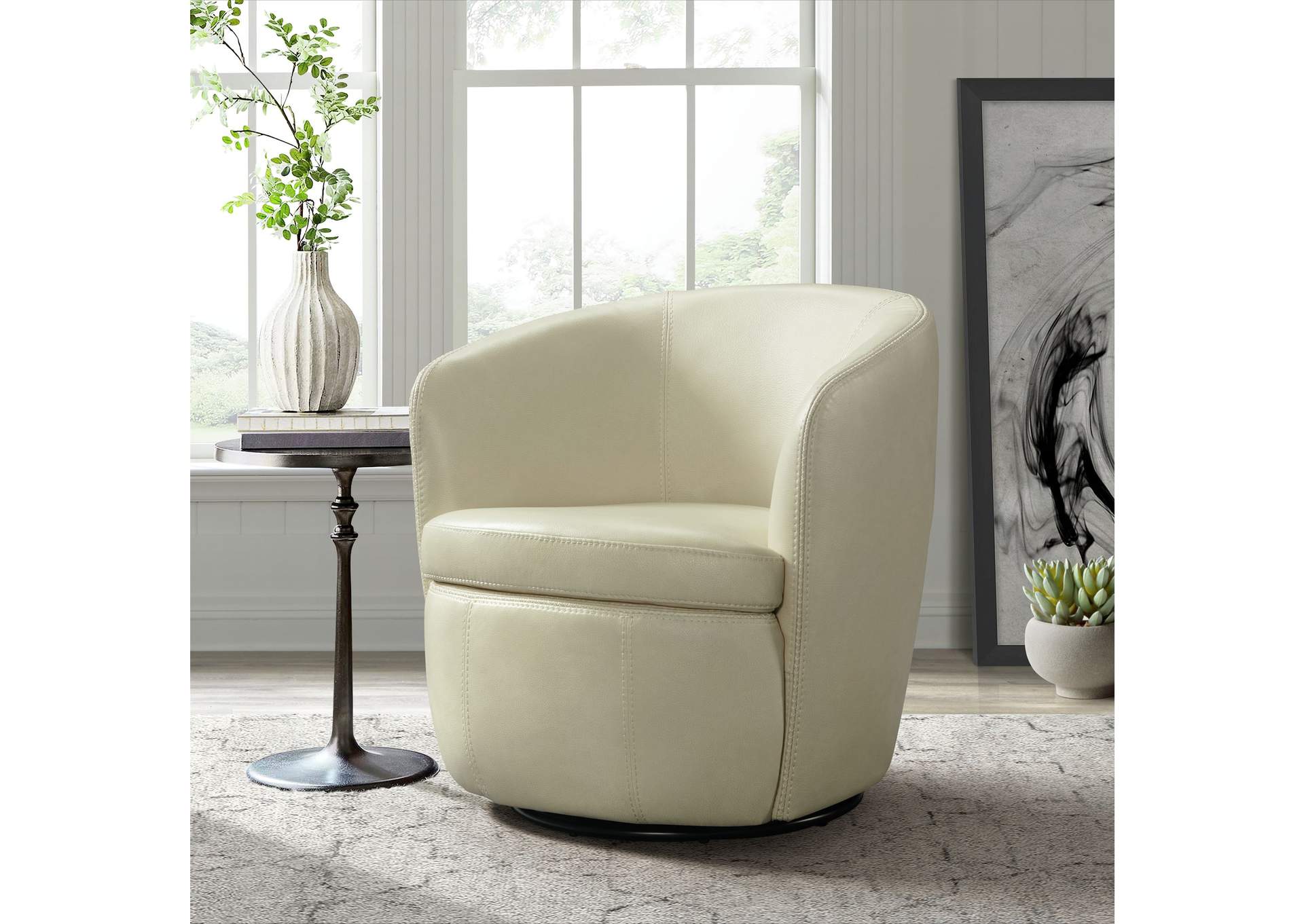 Vito Swivel Chair In Pebble Cream,Elements
