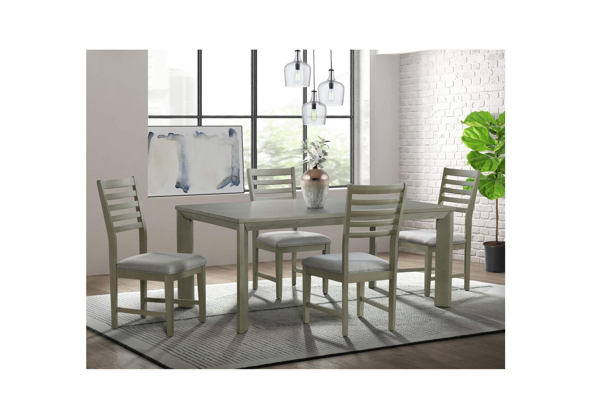Zig 5 Piece Dining Set In Grey - Table And Four Ladder Back Chairs,Elements