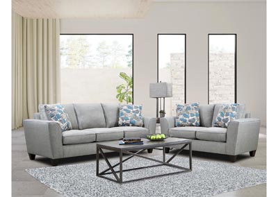 Image for Petunia Loveseat In Coastal Modern Grey With 2 Daydream Jasper Pillows