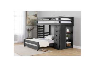 Image for Vista Grey Twin Over Full Basic Loft Bed With Bookcase