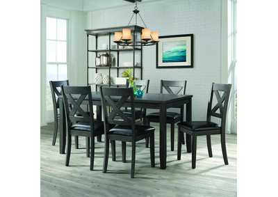 Image for Alex Grey 60 7 Pc Dining Set Grey Table With Black Pu Seat