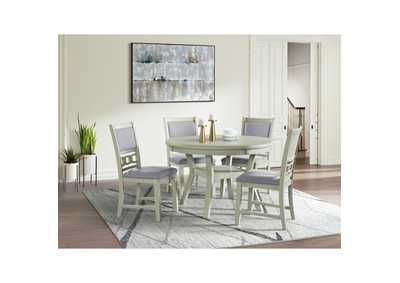 Image for Amherst 5 Piece Dining Set With Table And 4 Grey Fabric Chairs In White