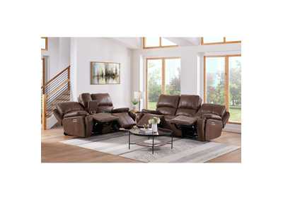 Image for Atlantis Power Motion Loveseat With Console In Heritage Brown