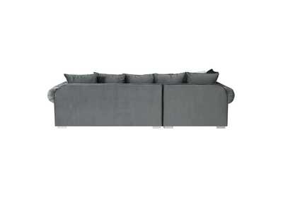 Image for Audrey Sectional Left Hand Facing Chaise In Royale Metal With 1 Pillow In White Fur And 3 Pillows In Body Cover