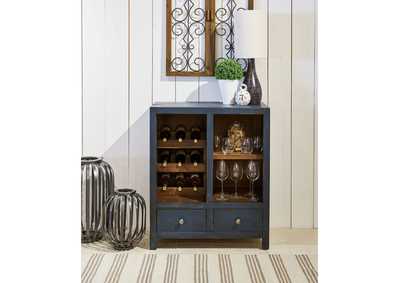 August Wine Cabinet Blue - Brown Finish