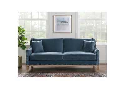 Image for Augusta Sofa With Distressed Wood Ottoman Navy