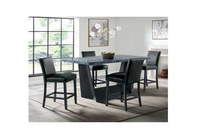 Image for Beckley 5 Piece Counter Height Dining Set In Dark - Table Four Meridian Counter Black Chairs