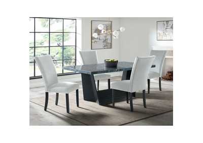 Image for Beckley 5 Piece Dining Set In Dark - Table Four Grey Velvet Chairs