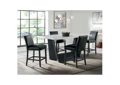 Image for Beckley 5 Piece Counter Height Dining Set In White - Table Four Meridian Counter Black Chairs