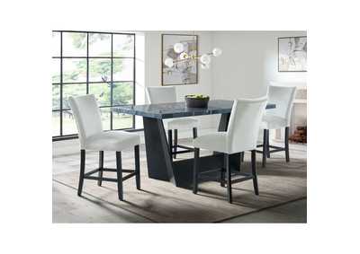 Image for Beckley 5 Piece Counter Height Dining Set In Dark - Table Four Grey Counter Velvet Chairs