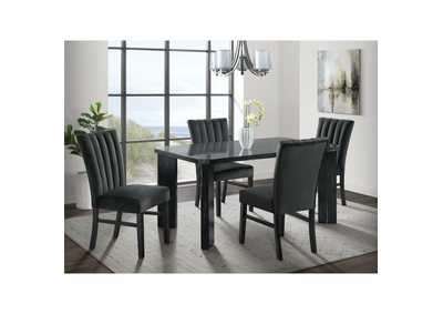 Image for Bellini 5 Piece Dining Set In Grey - Rectangle Table Four Black Velvet Chairs