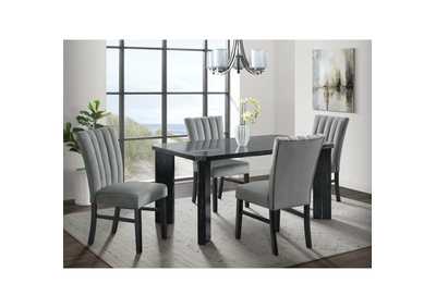 Image for Bellini 5 Piece Dining Set In Grey - Rectangle Table Four Grey Velvet Chairs