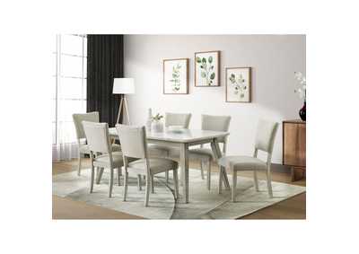 Bette 7 Piece Dining Set In White With Table And Six Chairs