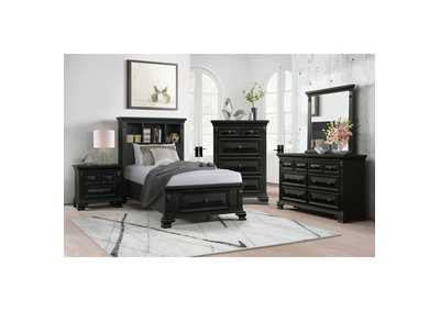 Image for Calloway Twin Bookcase Bed With USB Black Color