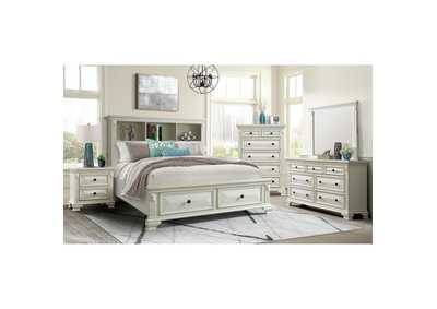 Image for Calloway Queen Bookcase Bed With USB Antique White Color