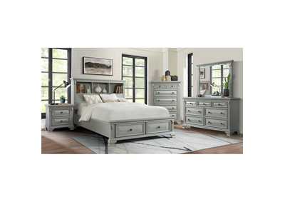 Image for Calloway Queen Bookcase Bed With USB Grey Color