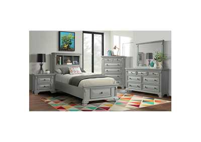 Image for Calloway Twin Bookcase Bed With USB Grey Color