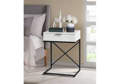 Camila Accent Nightstand With White Top In Black