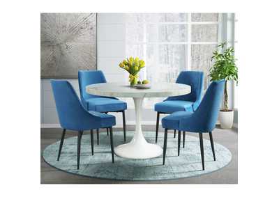 Image for Celeste Round 5 Piece Dining Set - Table And Four Blue Fabric Chairs
