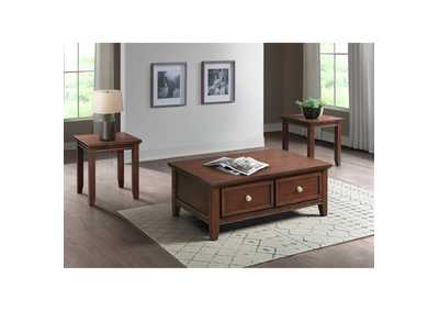 Chatham 3 Piece Occasional Table Set In Cherry - Coffee Table Two End Tables