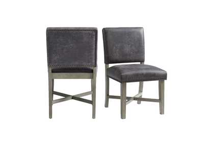 Collins Dining Side Chair With Stretcher With Brown Pu In Grey 2 Per Pack,Elements