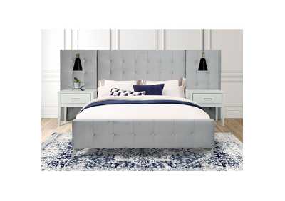 Image for Emma King Bed In Wl001 Silver Grey With 2 End Tables