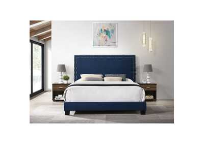 Image for Erica Queen Bed In Carroll Navy Blue With Two End Table 3A