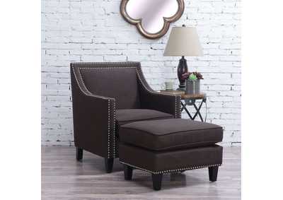Image for Erica 497 Ottoman With Chrome Nail Heirloom Charcoal