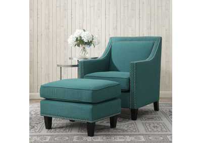 Image for Erica 497 Ottoman With Chrome Nail Heirloome Teal